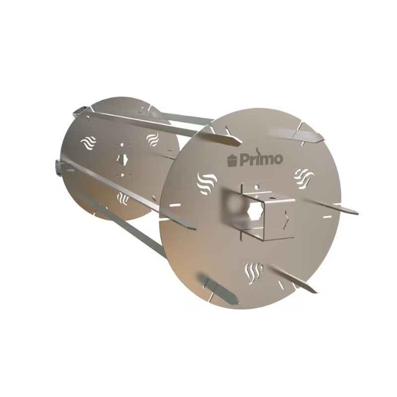 48da4ecd-029f-4aed-990d-296f3ce64db9.jpg Primo stainless steel rotisserie attachment for outdoor grills, featuring a durable design and multiple skewers for even cooking.