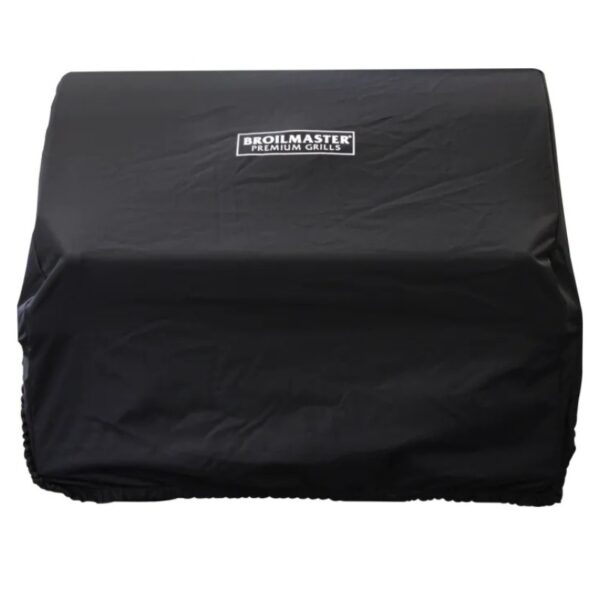Black grill cover for Broilmaster Premium Grills, designed for weather protection and durability.