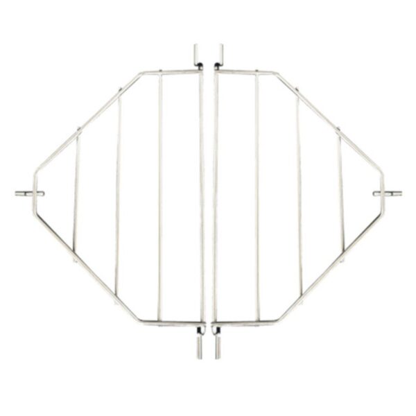 Stainless steel safety gate designed for pets, featuring a durable, foldable frame for easy installation and use. Ideal for indoor and outdoor spaces.
