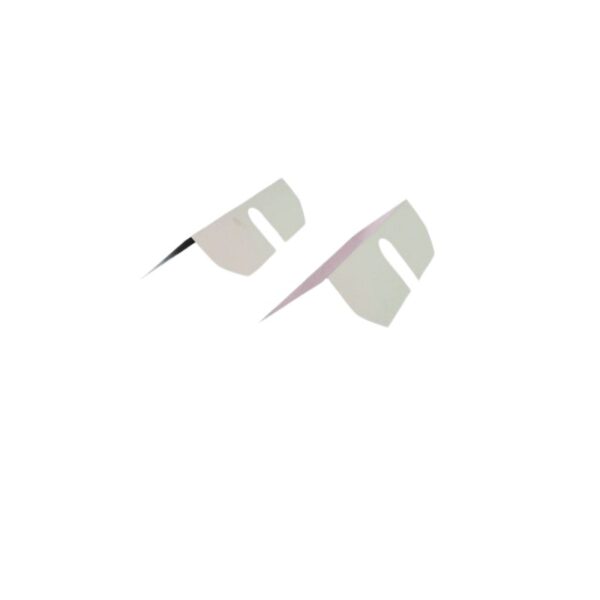 Two white paper stencils with cutouts, designed for precise crafting or art projects.