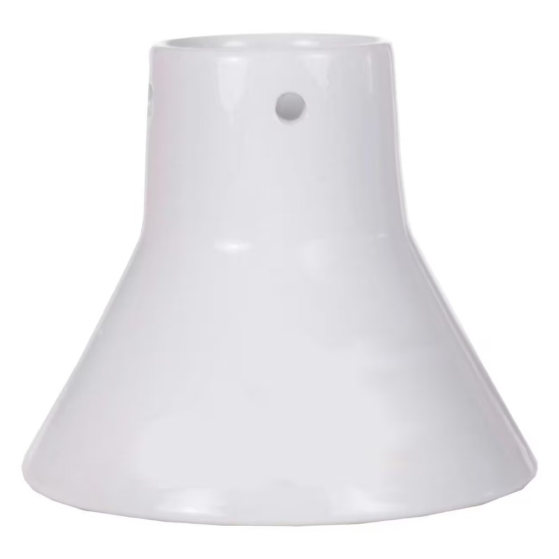 ee66f95e-1034-4712-8acf-c653494cd991.jpg White ceramic lamp shade with a wide flared design and a mounting hole at the top. Ideal for modern lighting fixtures.