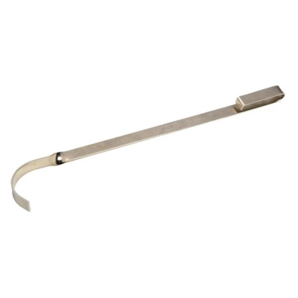 Stainless steel hook tool with a curved end, designed for various lifting and gripping tasks.