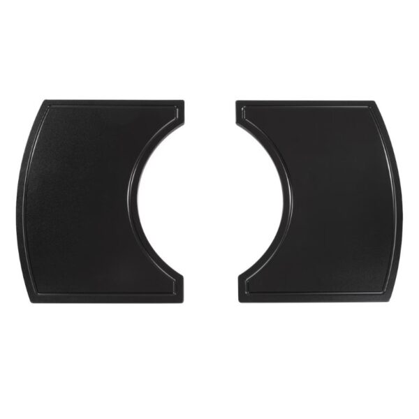 Black plastic table corner protectors designed for safety and stability in furniture arrangements.