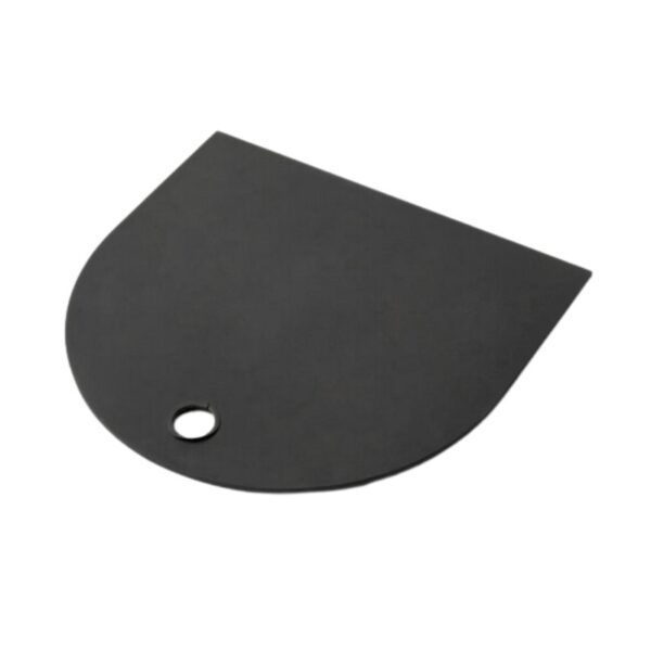 Black rounded spatula with a hole for hanging, ideal for mixing and spreading.