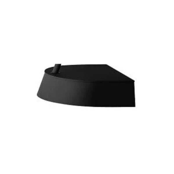 Black triangular base for modern lighting fixtures, designed for stability and style.