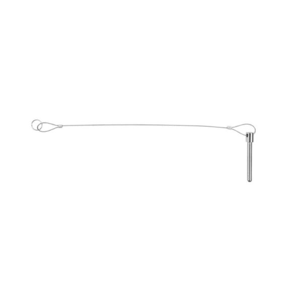Stainless steel safety pin with a wire loop for secure fastening, ideal for outdoor and camping use.