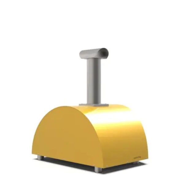 Compact yellow cleaning device with a gray handle, designed for effective indoor maintenance and easy maneuverability.