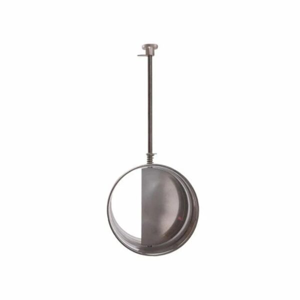 Stainless steel pendant light fixture with a round shape and an exposed interior, designed for modern decor.