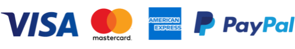 Various payment method logos including Visa, Mastercard, American Express, and PayPal.