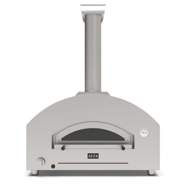 Alfa outdoor pizza oven with a sleek design and chimney, ideal for home cooking.