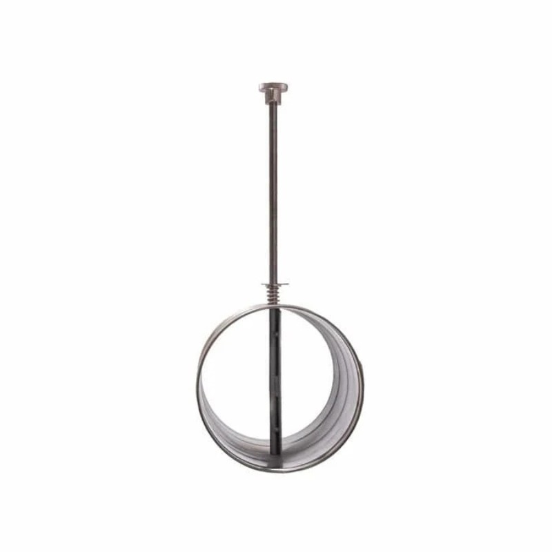 Stainless steel cylinder with a threaded rod and spring mechanism, used for industrial applications or as a mechanical component.