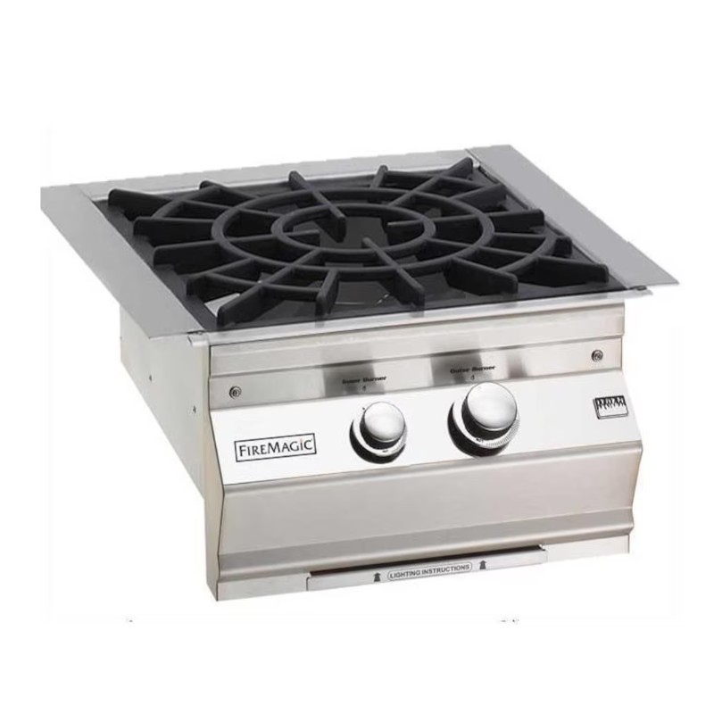 a8e864e7-e52b-4af1-8e1c-887ec894b0f2.jpg FireMagic stainless steel gas cooktop with dual knobs and a heavy-duty grates for optimal heat distribution and cooking performance.