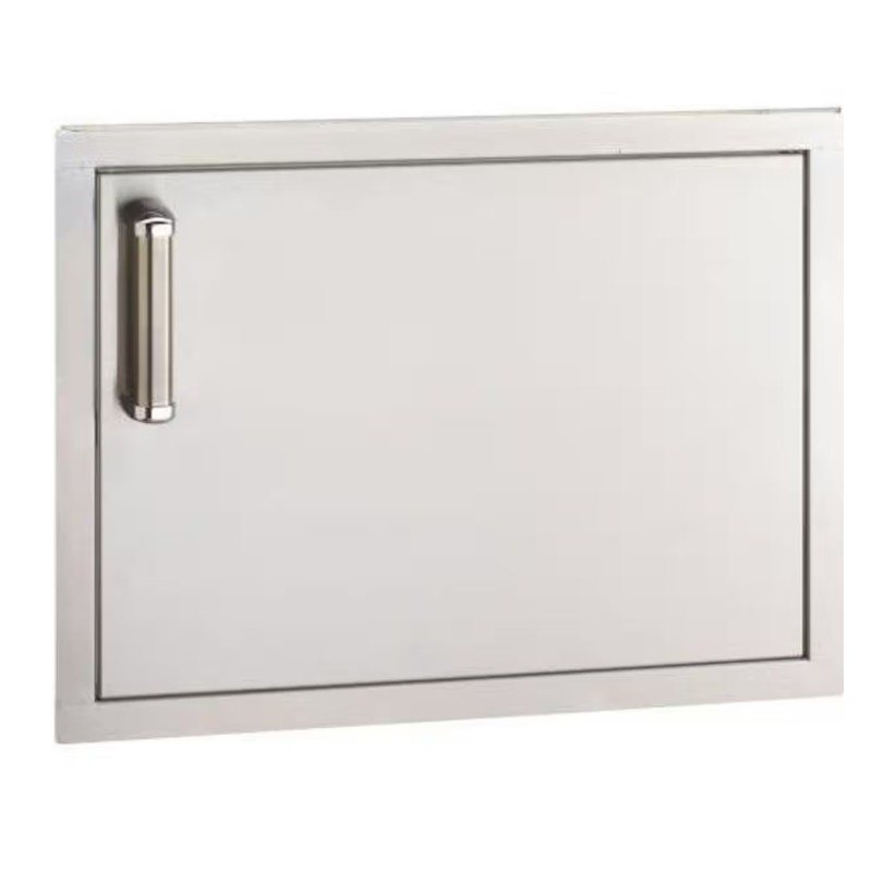 b305934a-8fa3-40f7-a7f0-86d1fa090bac.jpg Stainless steel access door with a sleek design and a modern handle, ideal for outdoor kitchens or utility spaces.
