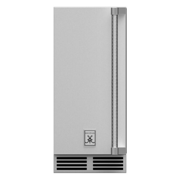 Stainless steel outdoor refrigerator with a sleek design and prominent handle, ideal for enhancing outdoor kitchens and entertaining spaces.