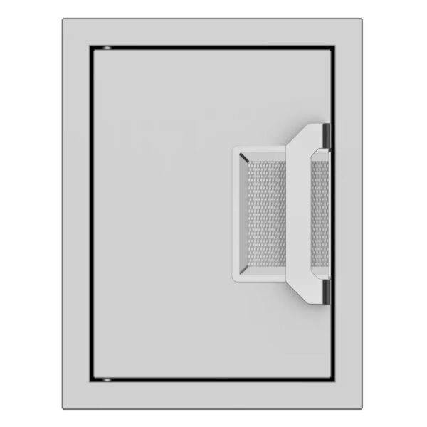 Stainless steel outdoor kitchen access door with a sleek design and sturdy handle.