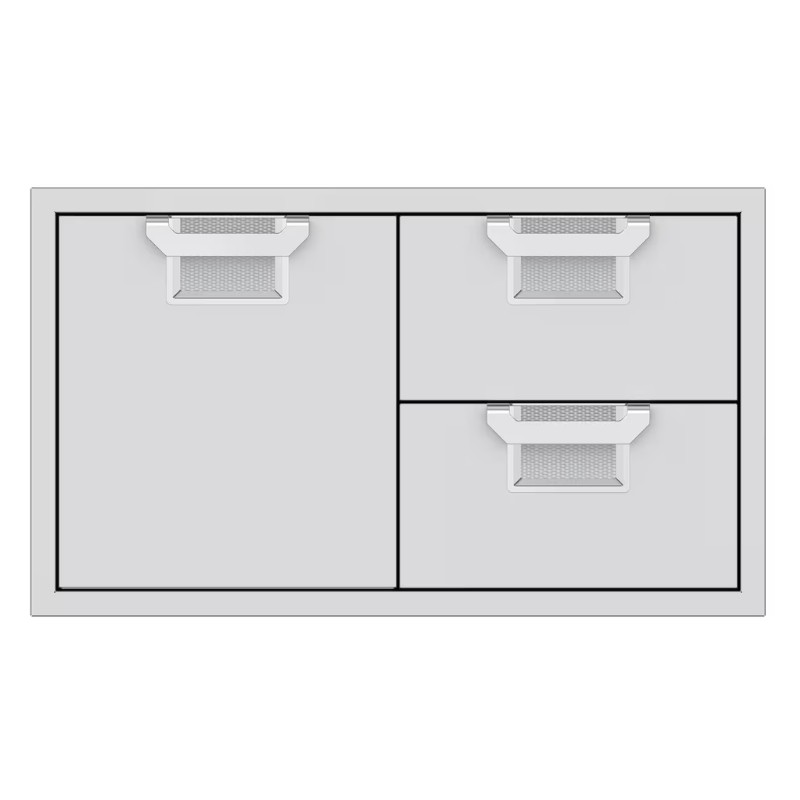 Modern gray storage cabinet with three drawers, featuring a sleek design and mesh handles for easy access. Ideal for organizing various items in home or office settings.