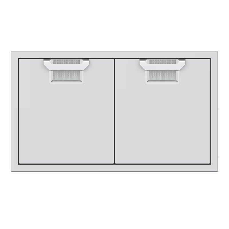 b4977560-b77e-49bb-aae7-66913b25c531.jpg Double-door storage cabinet with a sleek gray finish and mesh handle design, ideal for home or office organization.