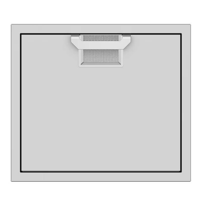 Top view of a gray storage chest with a mesh handle and sleek design, suitable for home organization.
