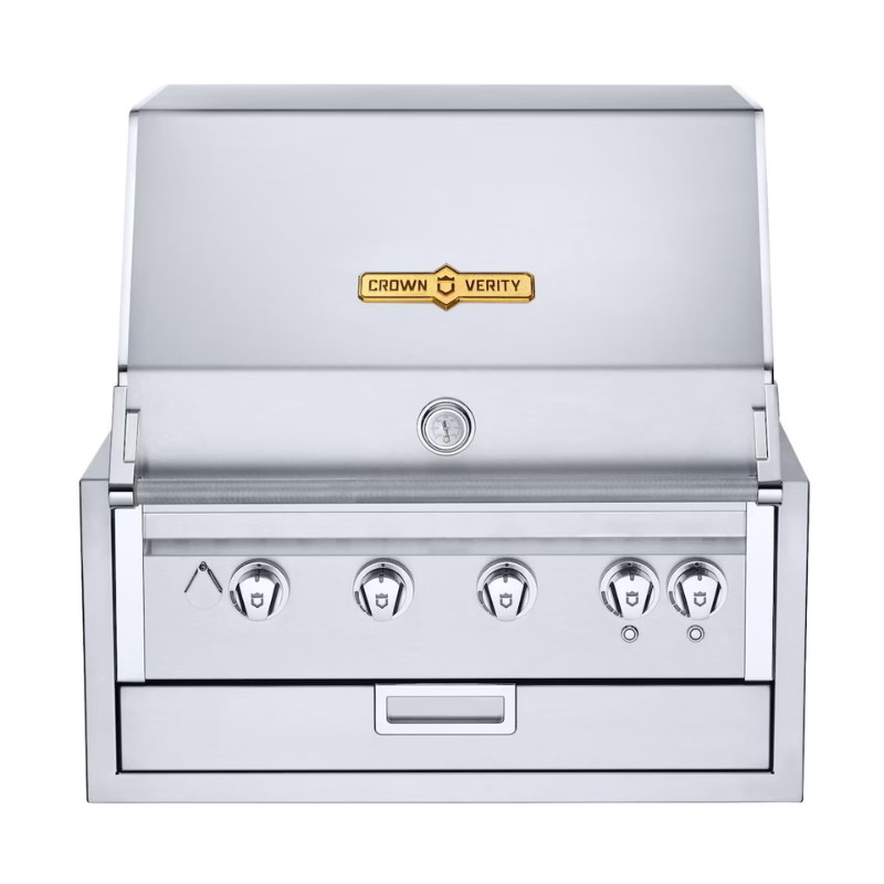 67809b53-0a24-4196-b342-35790a01856e.jpg Stainless steel outdoor gas grill featuring four control knobs and a sleek design, ideal for grilling enthusiasts.