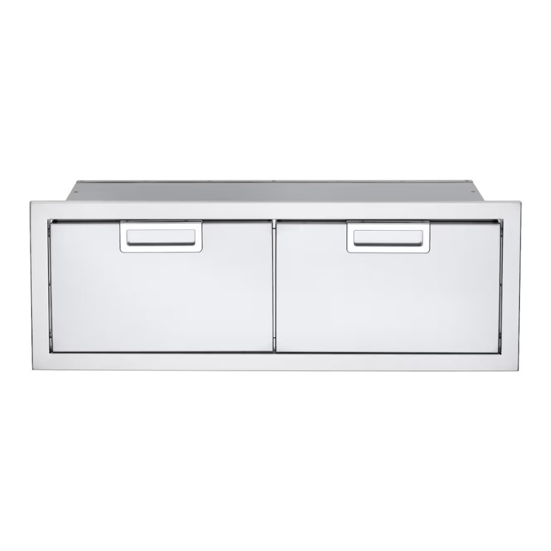 b688fd8e-53a3-467d-9cc8-02aee7fe8afc.jpg Stainless steel outdoor kitchen drawer with two spacious compartments and sleek handles for easy access.