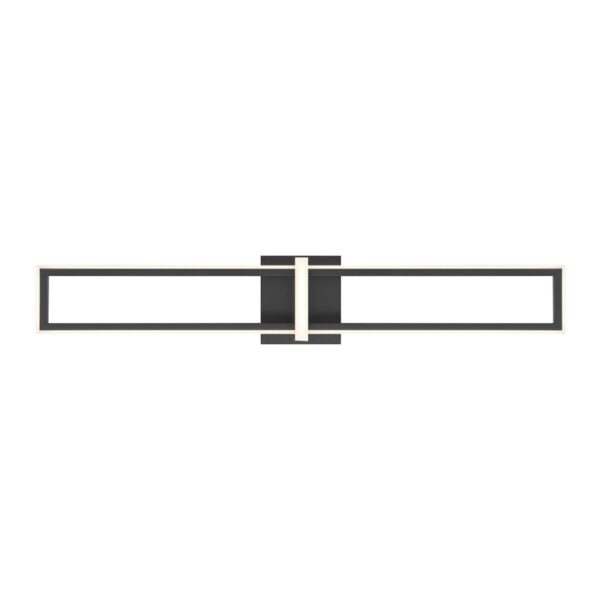 Modern black and white rectangular wall light fixture with a sleek design and warm LED illumination.