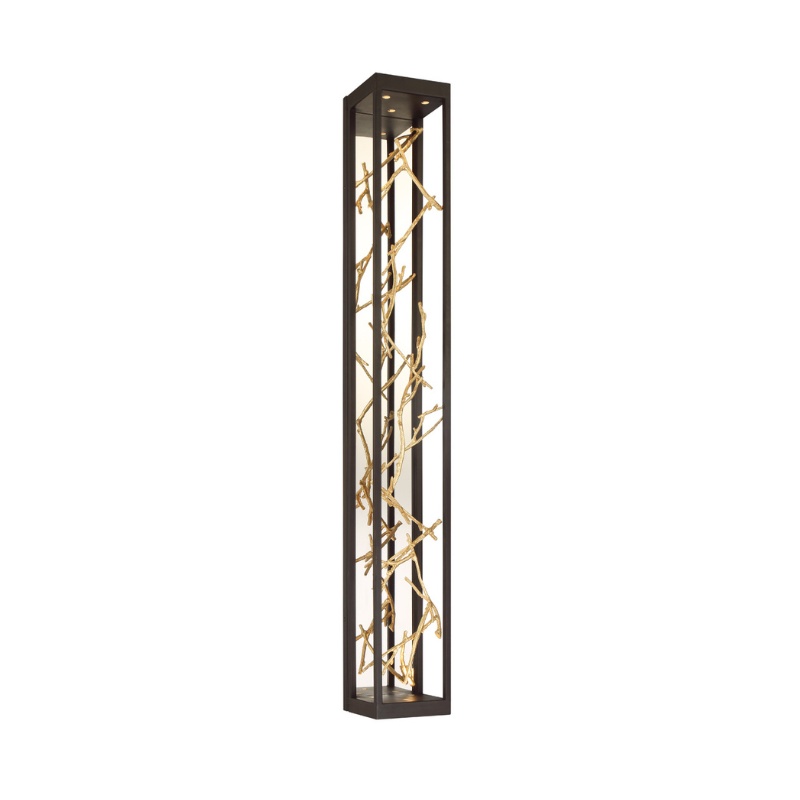 3313840a-673c-4bea-8133-089cb9c23f6f.jpg Modern floor lamp with a geometric black frame, featuring intertwined golden branches as decorative elements, providing a unique lighting design for contemporary interiors.