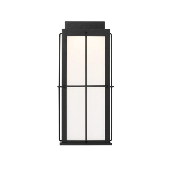 Modern black wall sconce with a rectangular frosted glass panel, featuring a minimalist design ideal for contemporary interiors.