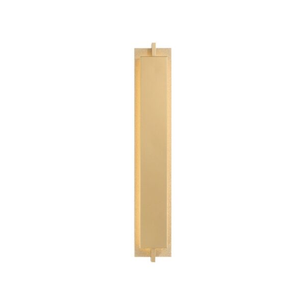 Minimalist vertical wall sconce featuring a sleek gold finish and modern design, ideal for enhancing contemporary interiors.