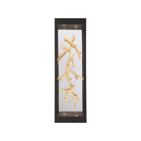 Abstract wall art featuring a gold branch design within a sleek black frame, designed to add a touch of elegance to modern interiors.
