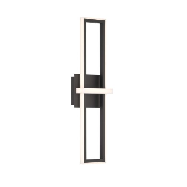 Modern rectangular wall sconce featuring a black base and integrated LED lighting, perfect for contemporary interior decor.