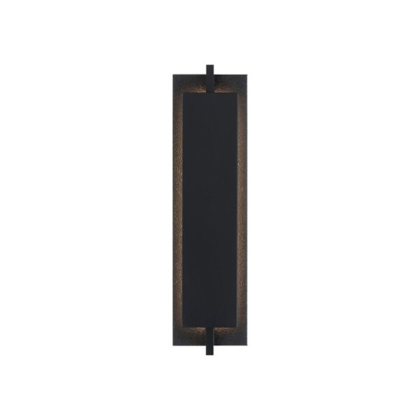 Sleek vertical black wall lamp with warm light accent, suitable for modern interior decor.