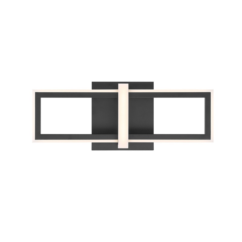Modern black and white rectangular wall sconce with an elegant design and integrated LED lighting.