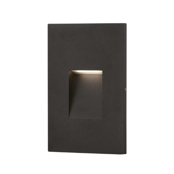 Modern rectangular wall light fixture with a recessed square design, featuring a sleek black finish and subtle warm illumination. Perfect for contemporary interiors and outdoor spaces.