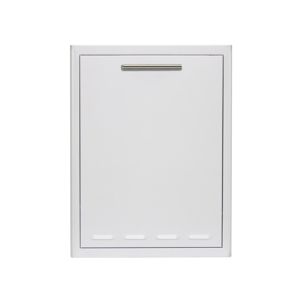 1f967822-8499-4043-b573-fd704c8654eb.jpg White wall-mounted mailbox with a sleek design and a metallic handle, featuring a slot for mail and ventilation holes at the bottom.