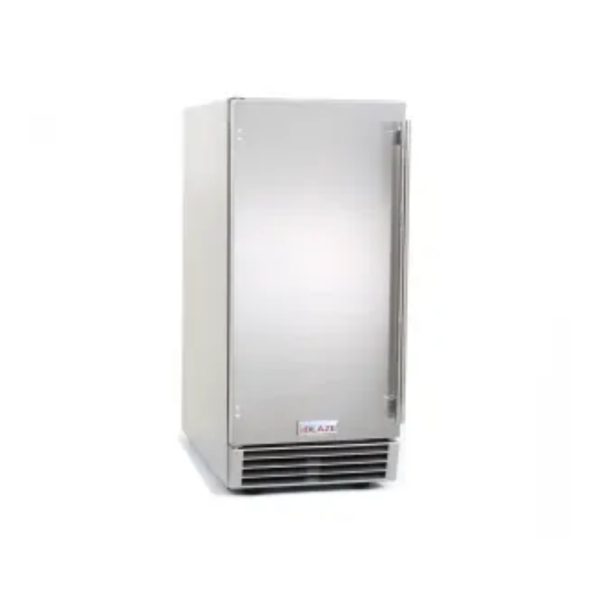 Stainless steel upright refrigerator with a single door and sleek design, ideal for kitchens and food storage.