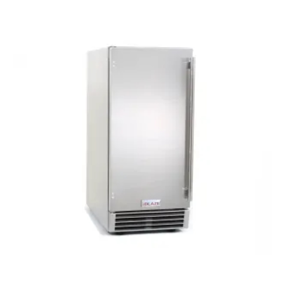 Stainless steel upright refrigerator with a single door and sleek design, ideal for kitchens and food storage.