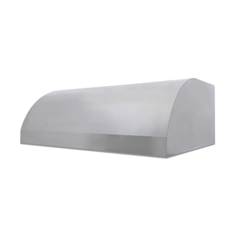 Curved metal canopy with a smooth, modern design, suitable for outdoor shelter and protection.
