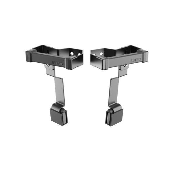 Black wall-mounted hooks designed for organizing and storing items, featuring a sturdy construction and minimalist design. Ideal for home or office use.