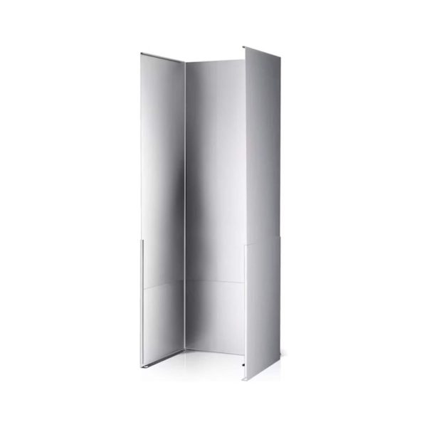 Modern three-panel folding mirror with a sleek, reflective surface, ideal for maximizing visibility in small spaces.