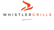 Logo of Whistler Grills featuring a stylized flame design in orange and black text.