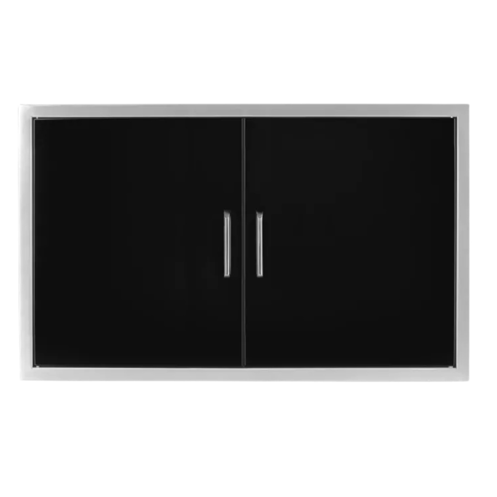 1d7d4b16-d46c-4dcb-ae3c-d7ec5dd4e24e.jpg Black wall cabinet with two sliding doors and silver handles, designed for modern storage solutions.