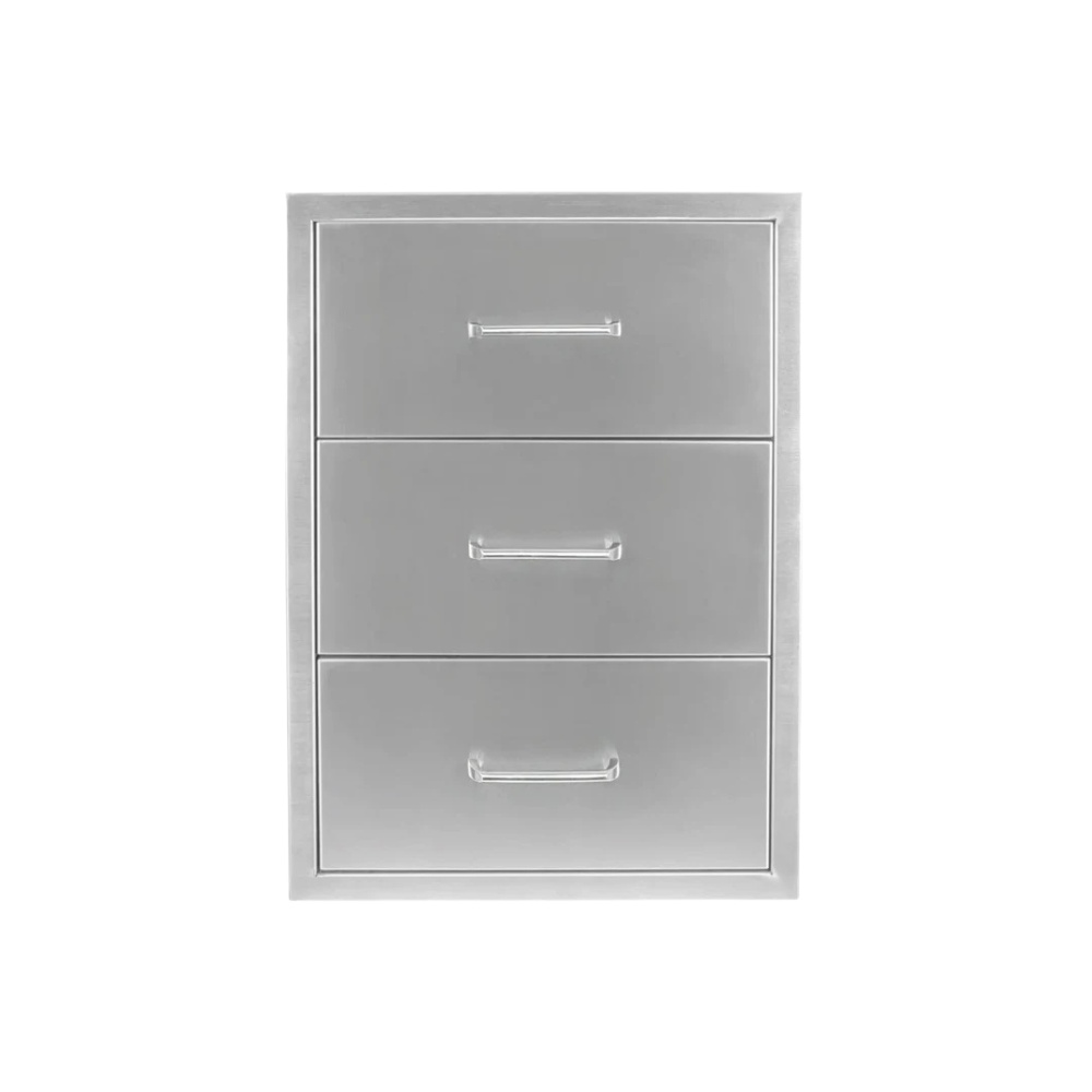2c25b6e5-cb6d-43e2-8ebc-ec5377097214.jpg Three-drawer stainless steel cabinet with sleek handles, ideal for storage solutions.