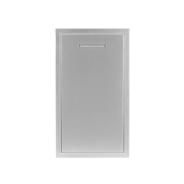 Stainless steel outdoor kitchen cabinet with a sleek design and a horizontal handle.