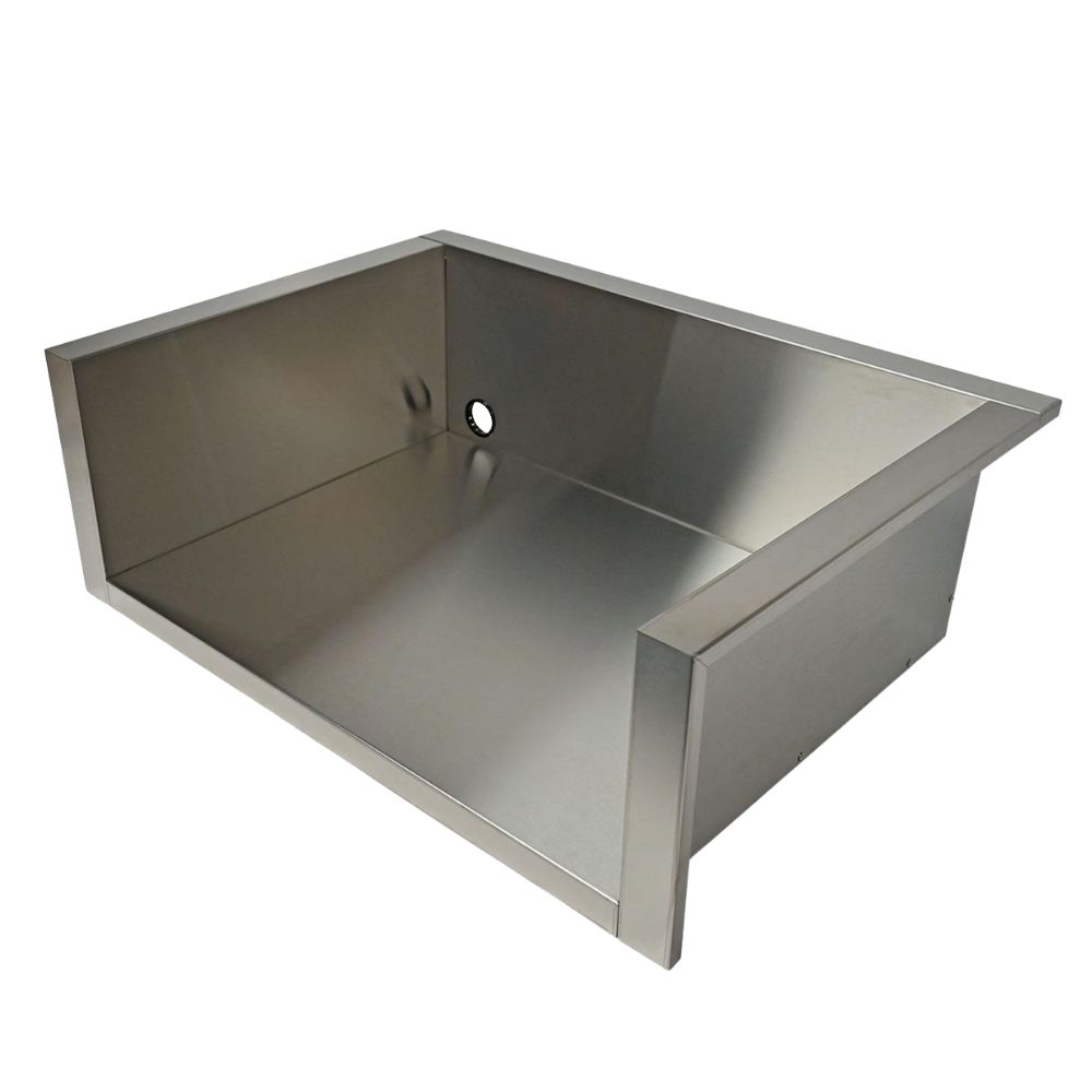 93daeaf6-0b1d-4ae1-96b2-db5dac7632f7.jpg Stainless steel farmhouse sink with a single basin and a side hole for plumbing installation. Ideal for modern kitchens and durable use.
