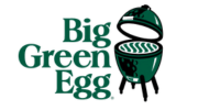 Logo of Big Green Egg, featuring a stylized green ceramic grill with an open lid, emphasizing outdoor cooking and grilling.