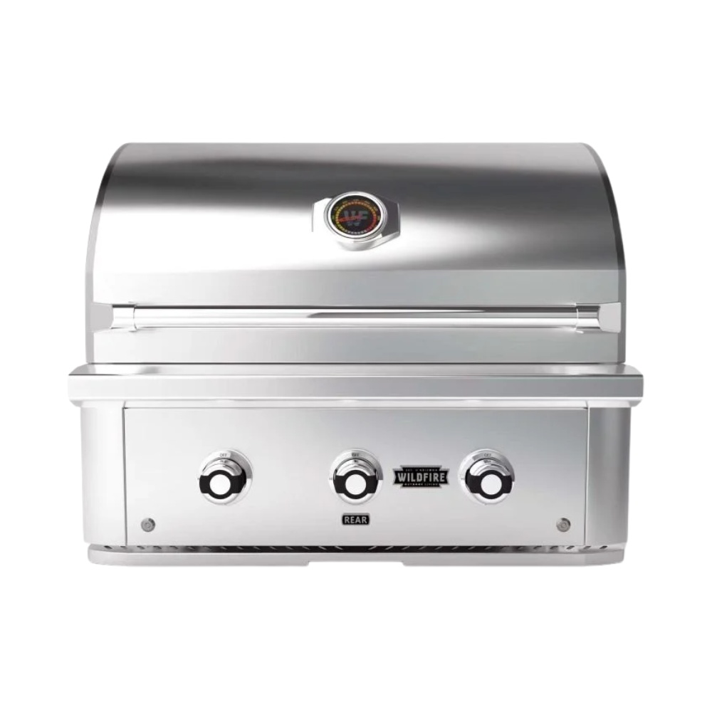 bba31e4a-15f6-47e9-b32b-c11c3a3aaf08.jpg Stainless steel gas grill with three control knobs and a temperature gauge, designed for outdoor cooking.