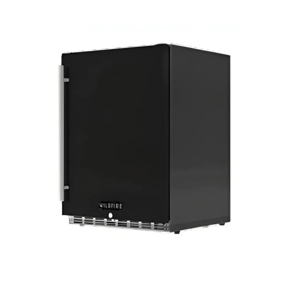 da3f0569-8ec4-4003-ba85-7394b4c43711.jpg Compact black refrigerator with a stainless steel handle, ideal for small spaces and outdoor use.