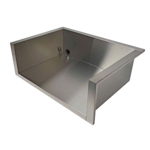 Stainless steel farmhouse sink with a single basin and a sleek, modern design, ideal for kitchen renovations.